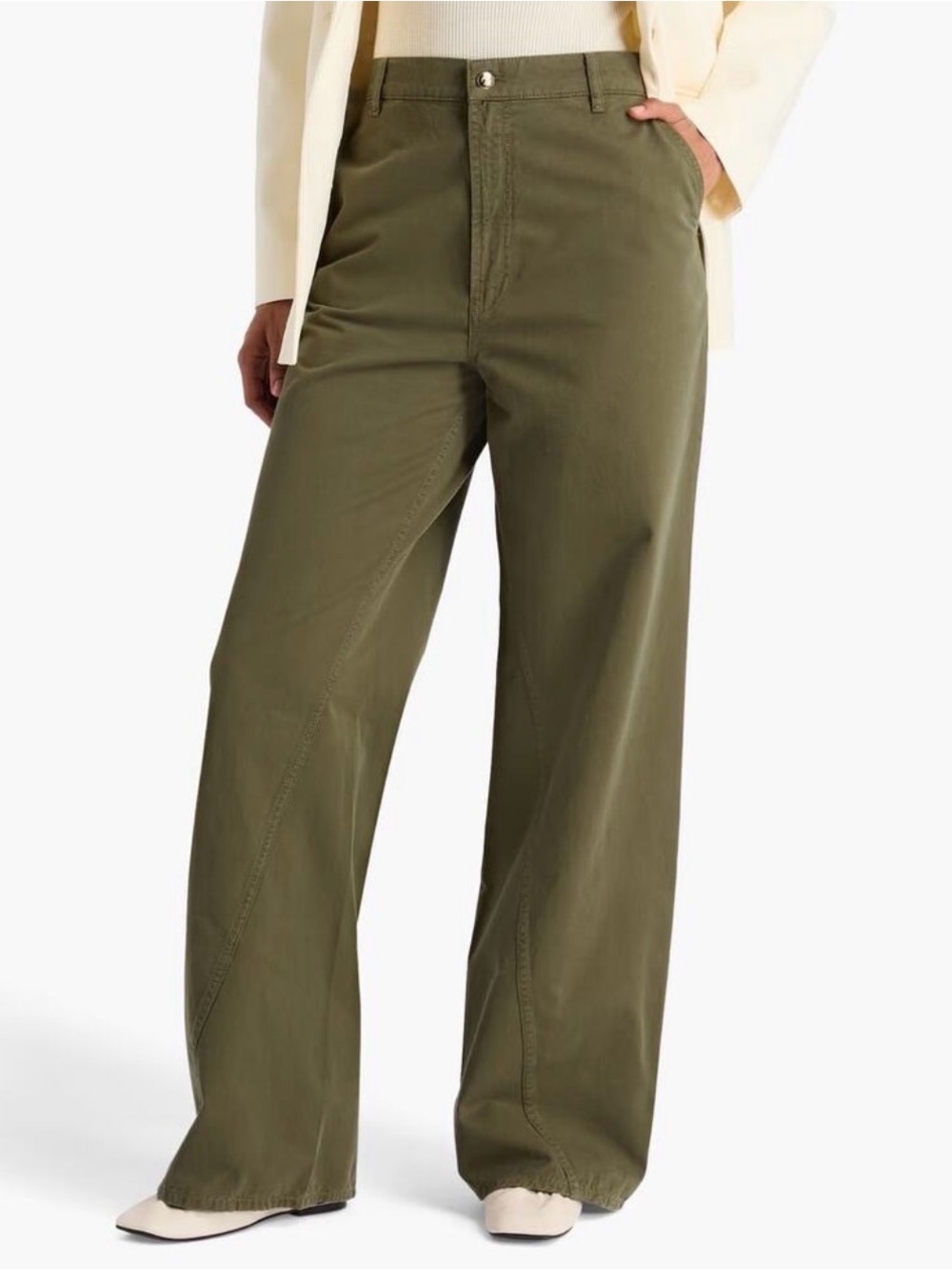 Anine Bing Briley high rise wide leg green pants size 30